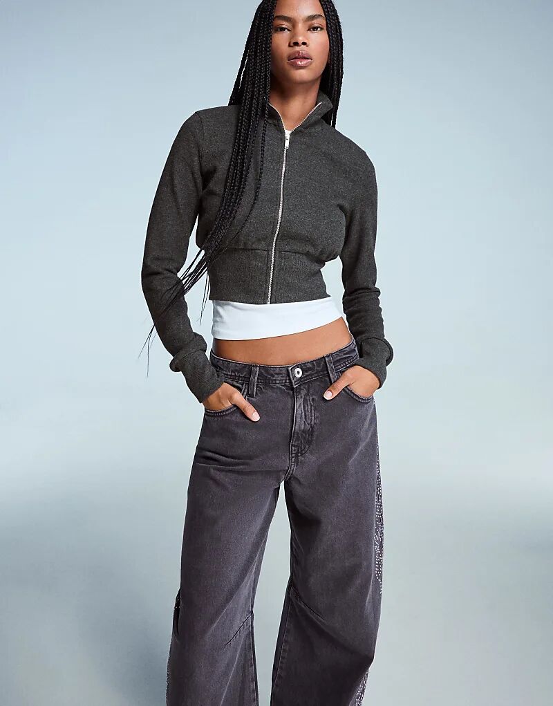 

Толстовка Bershka Zip серого цвета