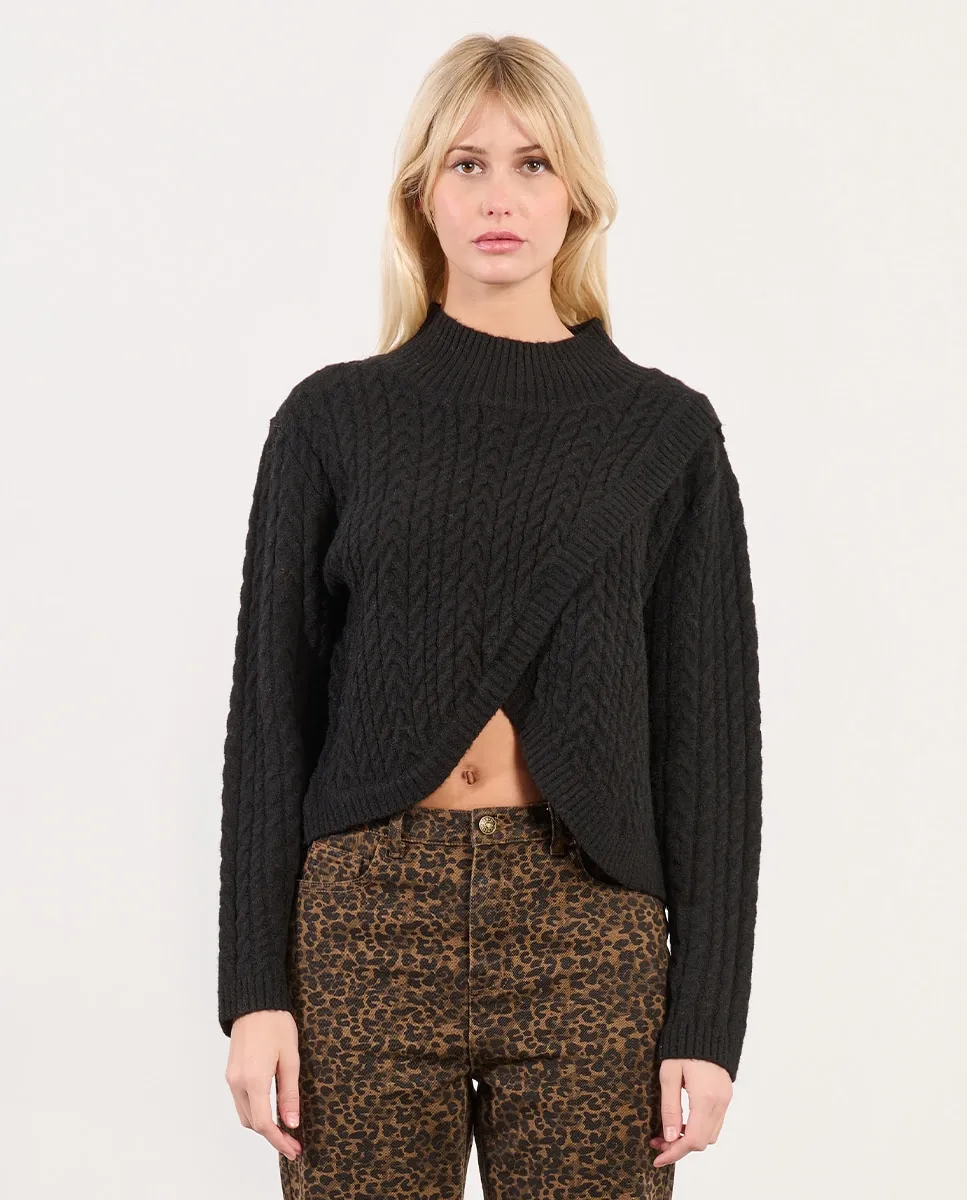 

Женский джемпер с асимметричным длинным рукавом Lili Sidonio, черный