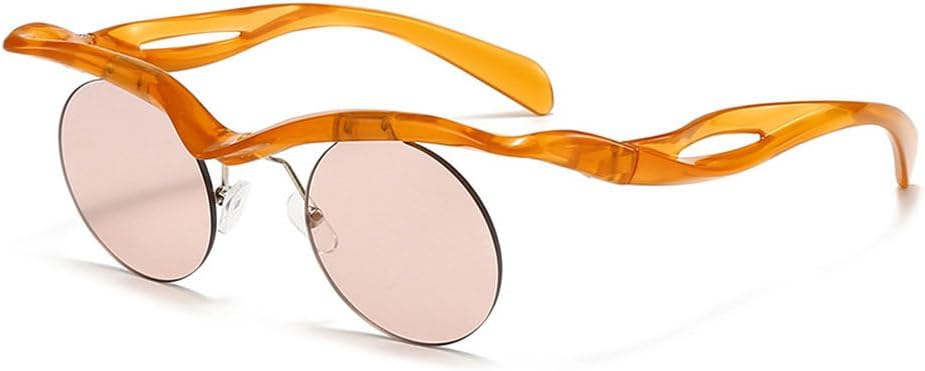 

Круглые солнцезащитные очки без оправы, модные женские очки для активного отдыха, солнцезащитные очки специальной формы для мужчин, аксессуар для вечеринок и праздников HYYZZC, Tawny