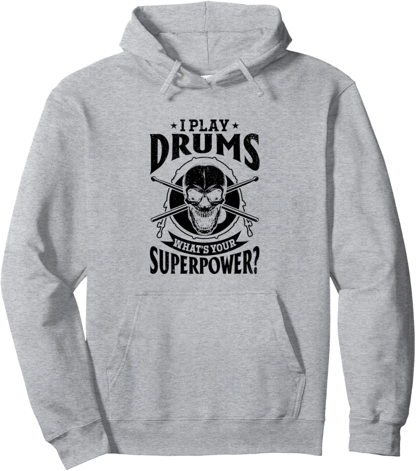 

Я играю на барабанах. Какая у тебя суперспособность Худи с надписью «Барабанщик, барабанная музыка» Drummer Musician Drum Set Player, серый