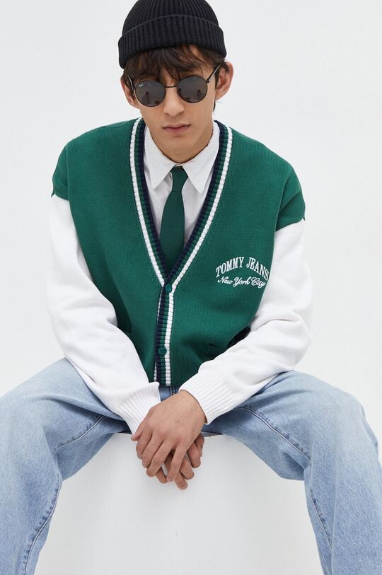 

Хлопковый кардиган Tommy Jeans, зеленый