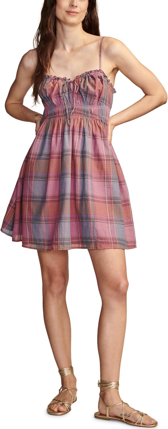 

Платье Lucky Brand Plaid Smocked Sweetheart Mini, цвет Mellow Mauve Plaid