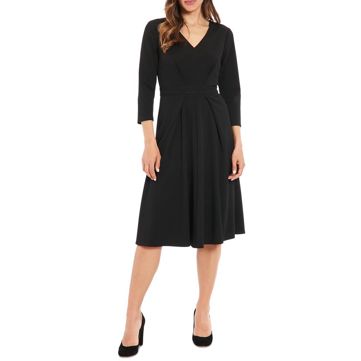 

Платье Petites Women's Pleated Polyester Fit & Flare Dress London Times, черный