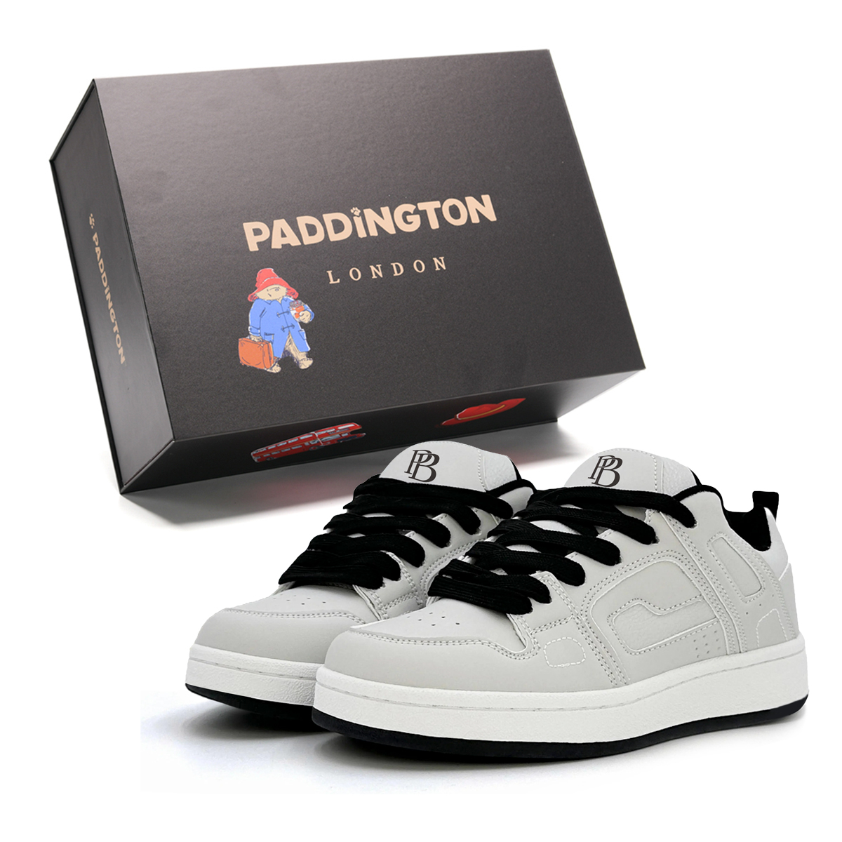 

Paddington Bears Износостойкие и легкие низкие скейтерские кроссовки унисекс серые, цвет Gray