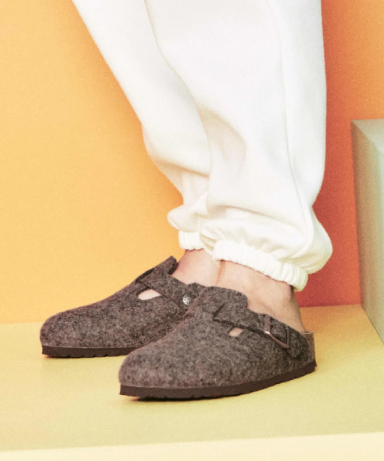 Унисекс сабо Birkenstock Boston из шерсти коричневые