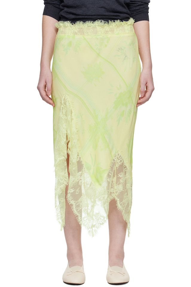 

Collina Strada Желтая юбка-миди с рисунком водяной лилии