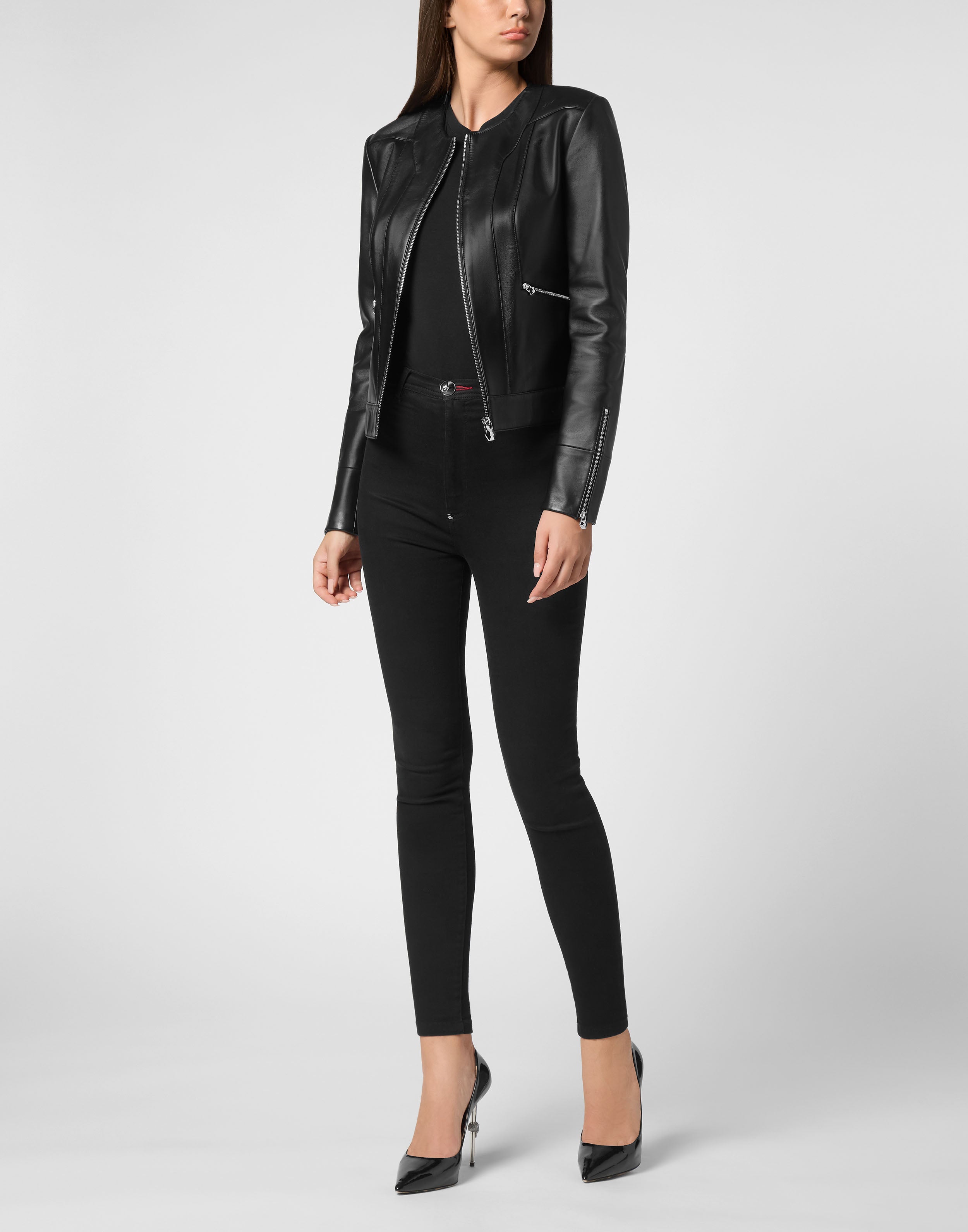 

Кожаная байкерская куртка LS PHILIPP PLEIN, черный