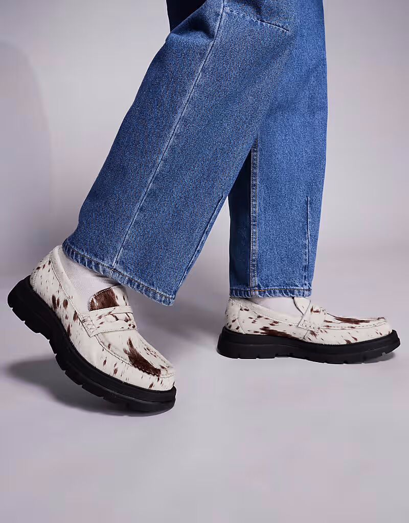 

Туфли hoodnky с коровьим принтом Steve Madden, коричневый/белый