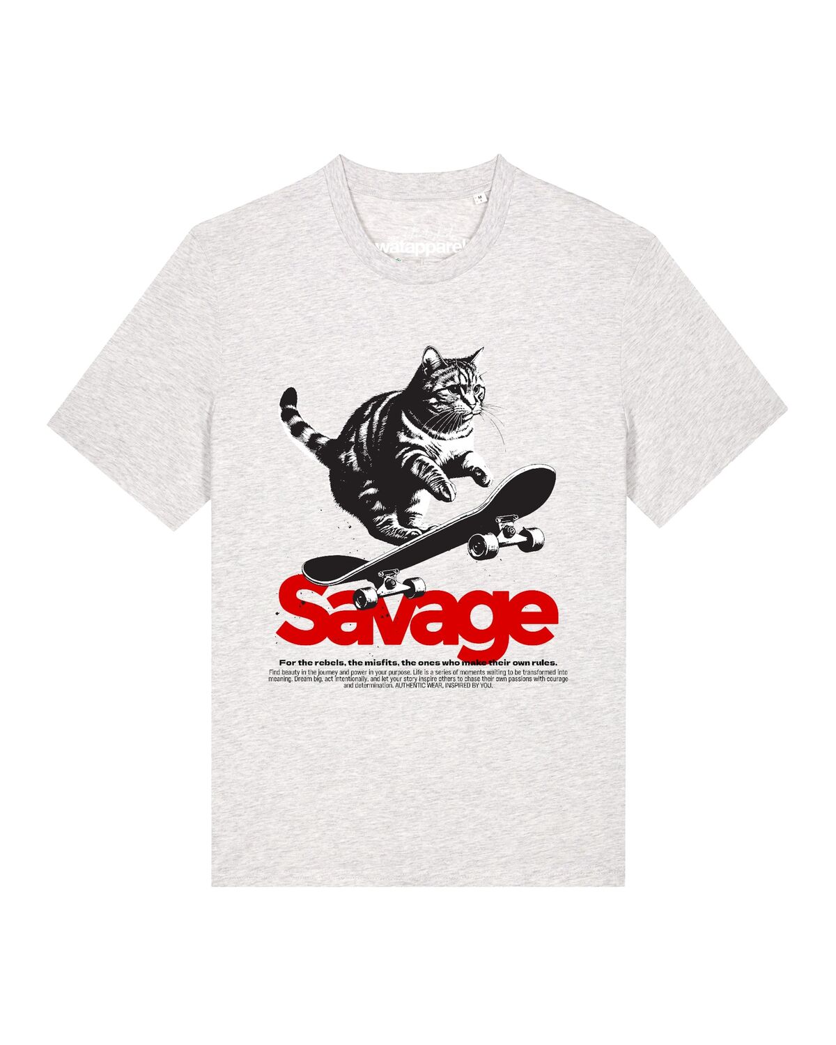 

Watapparel Футболка 'Savage cat' в крапчатом сером цвете