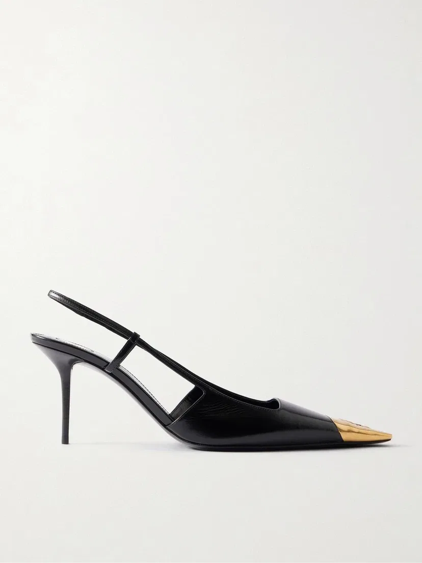 Туфли-слингбэки Jeanne из кожи с украшениями SAINT LAURENT, черный