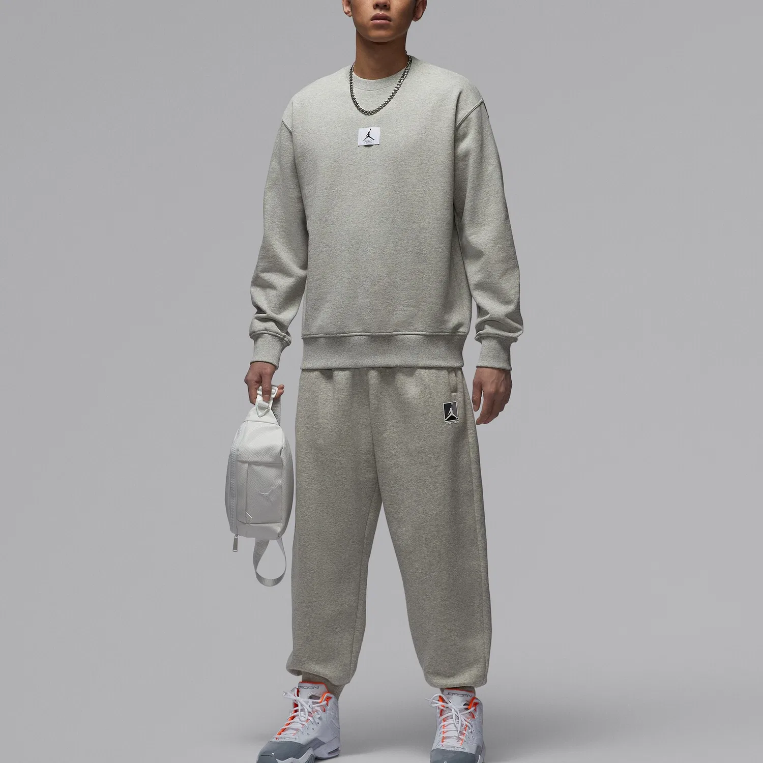 Флисовая толстовка Flight Fleece мужская Jordan, 050 Heather Gray/Black — фото 3