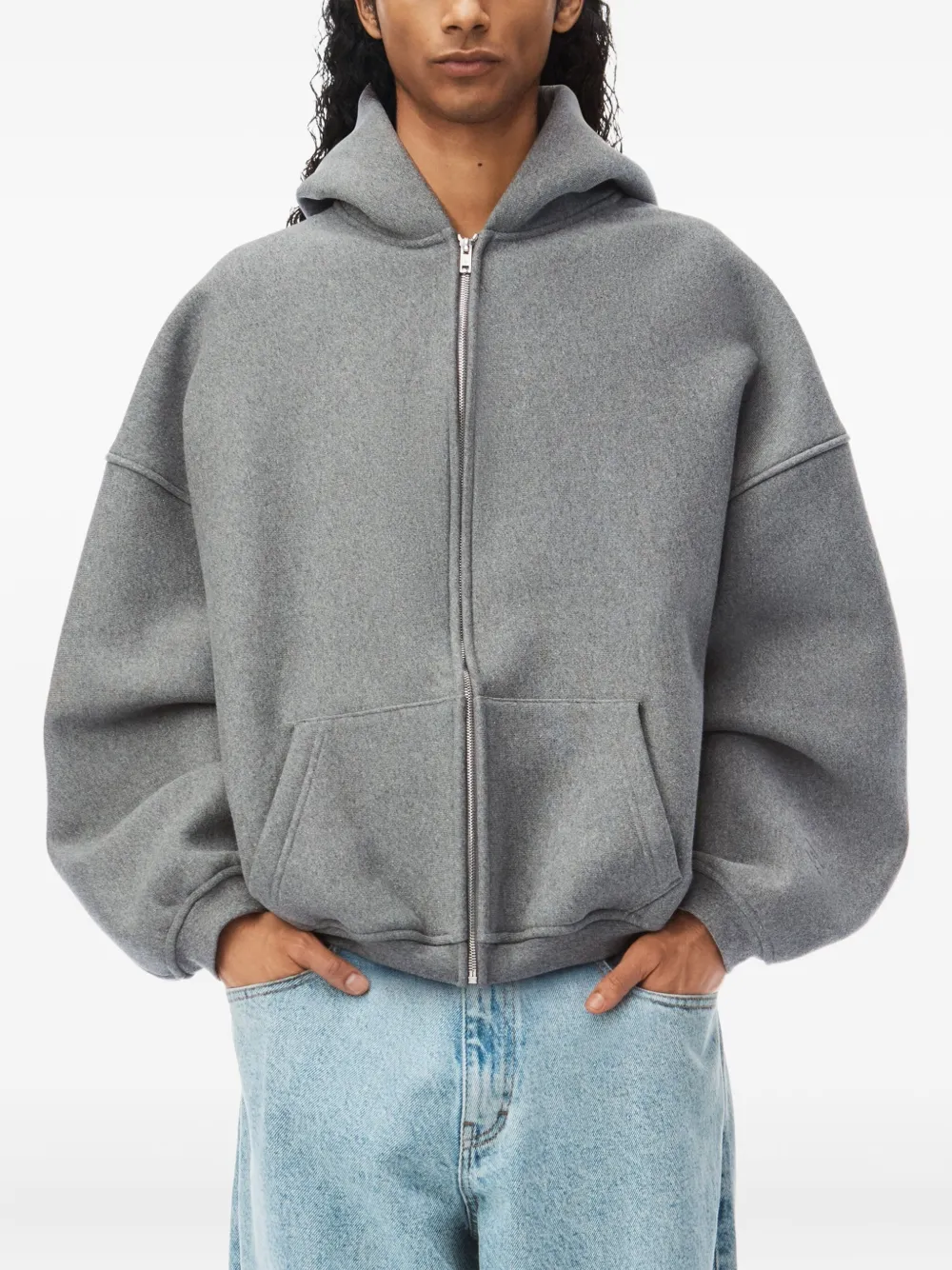 Толстовка с капюшоном на молнии с логотипом Puff Alexander Wang, серый — фото 3