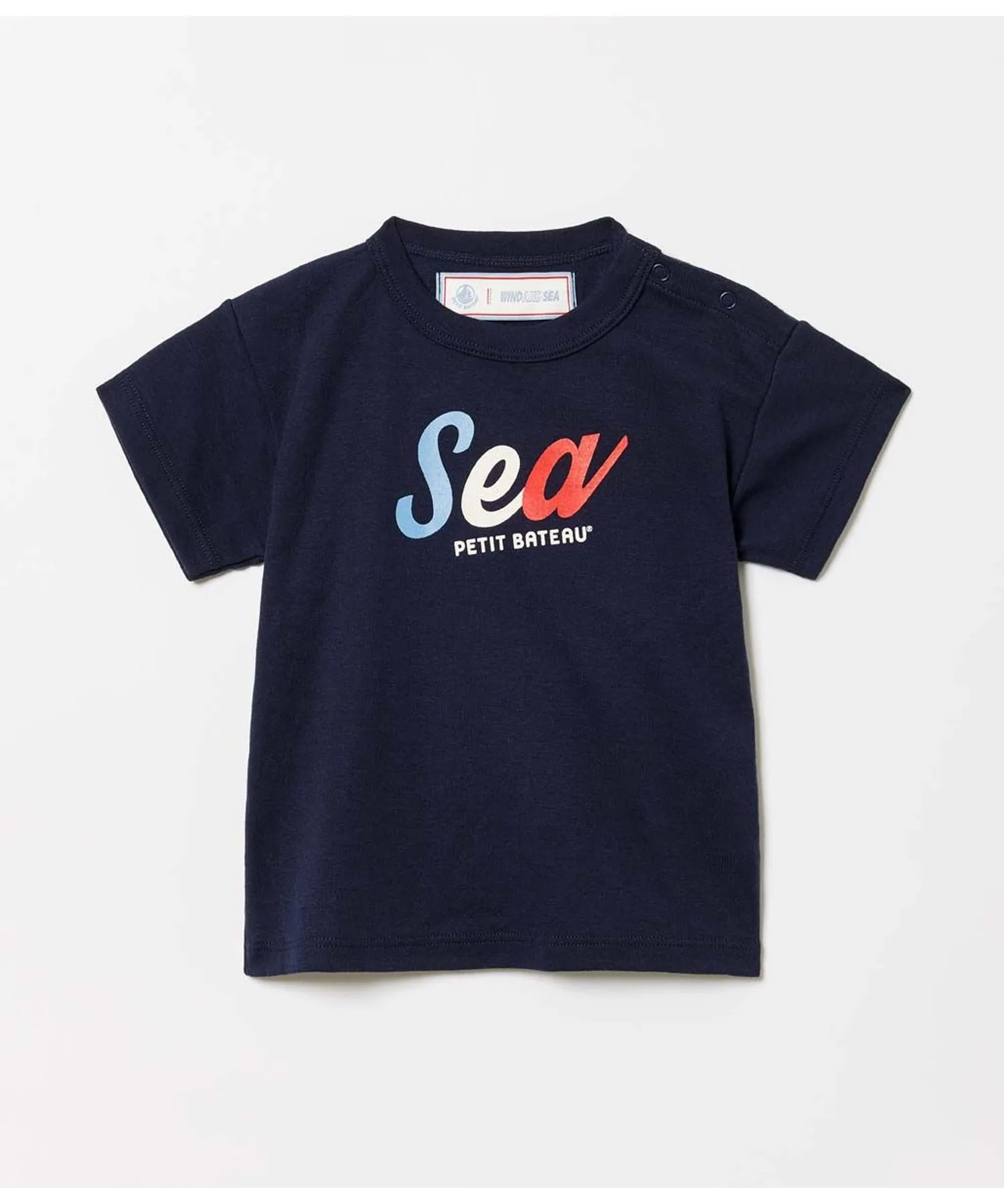 Детская футболка с принтом PETIT BATEAU тёмно-синяя