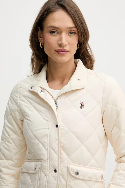 Куртка короткая стеганая U.S. Polo Assn., бежевый — фото 4