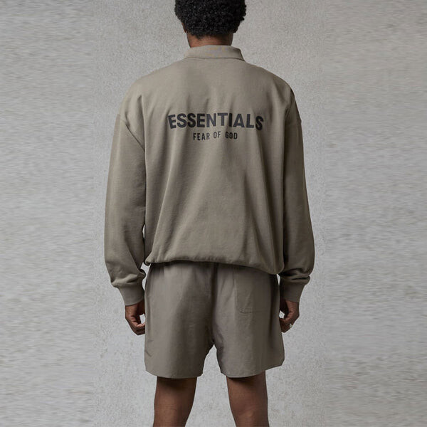Рубашка fw20 long sleeve polo shirt 'taupe' Fear Of God Essentials, серый — фото 4