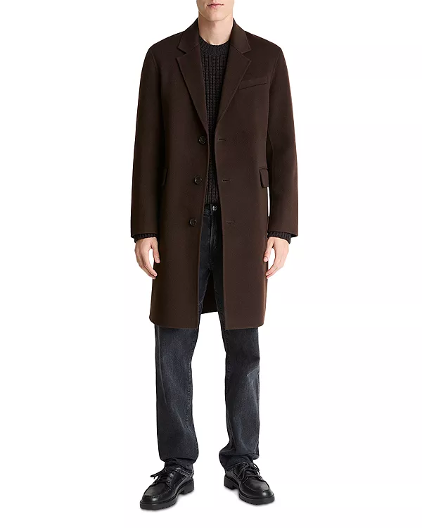 

Однобортное пальто из шерстяной смеси с возможностью разделения на две части Vince, коричневый