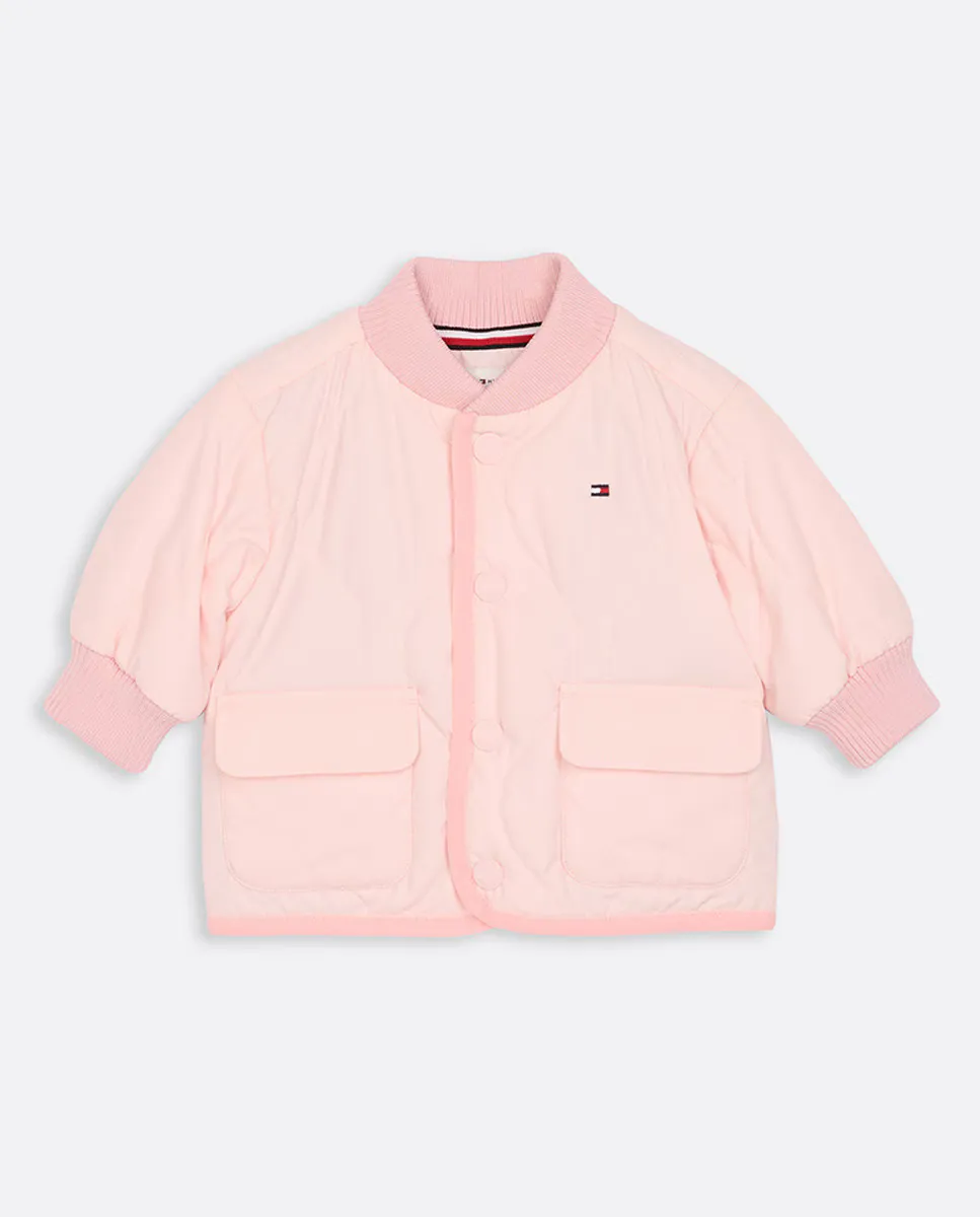 

Куртка для девочки с вышитым флагом на груди Tommy Hilfiger, розовый