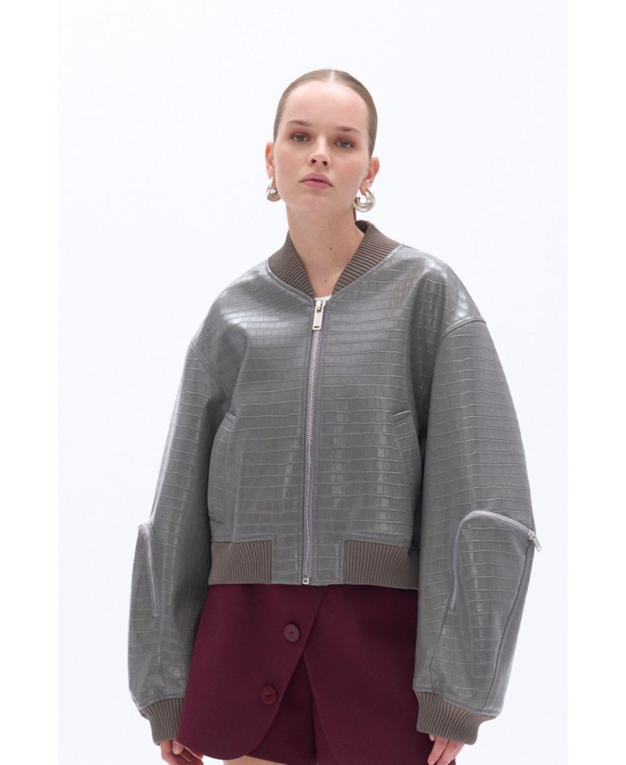 

Женская куртка-бомбер из искусственной кожи NOCTURNE, Grey