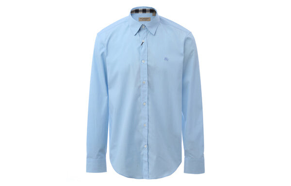 Рубашка мужская Burberry cotton classic long sleeves shirt синий, голубой — фото 2
