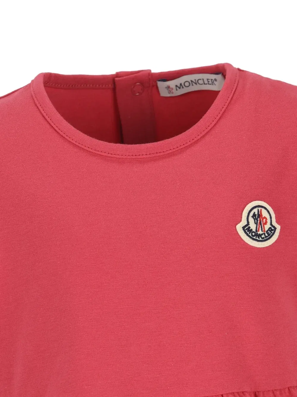 Футболка с баской и отделкой крючком Moncler Enfant, розовый — фото 3
