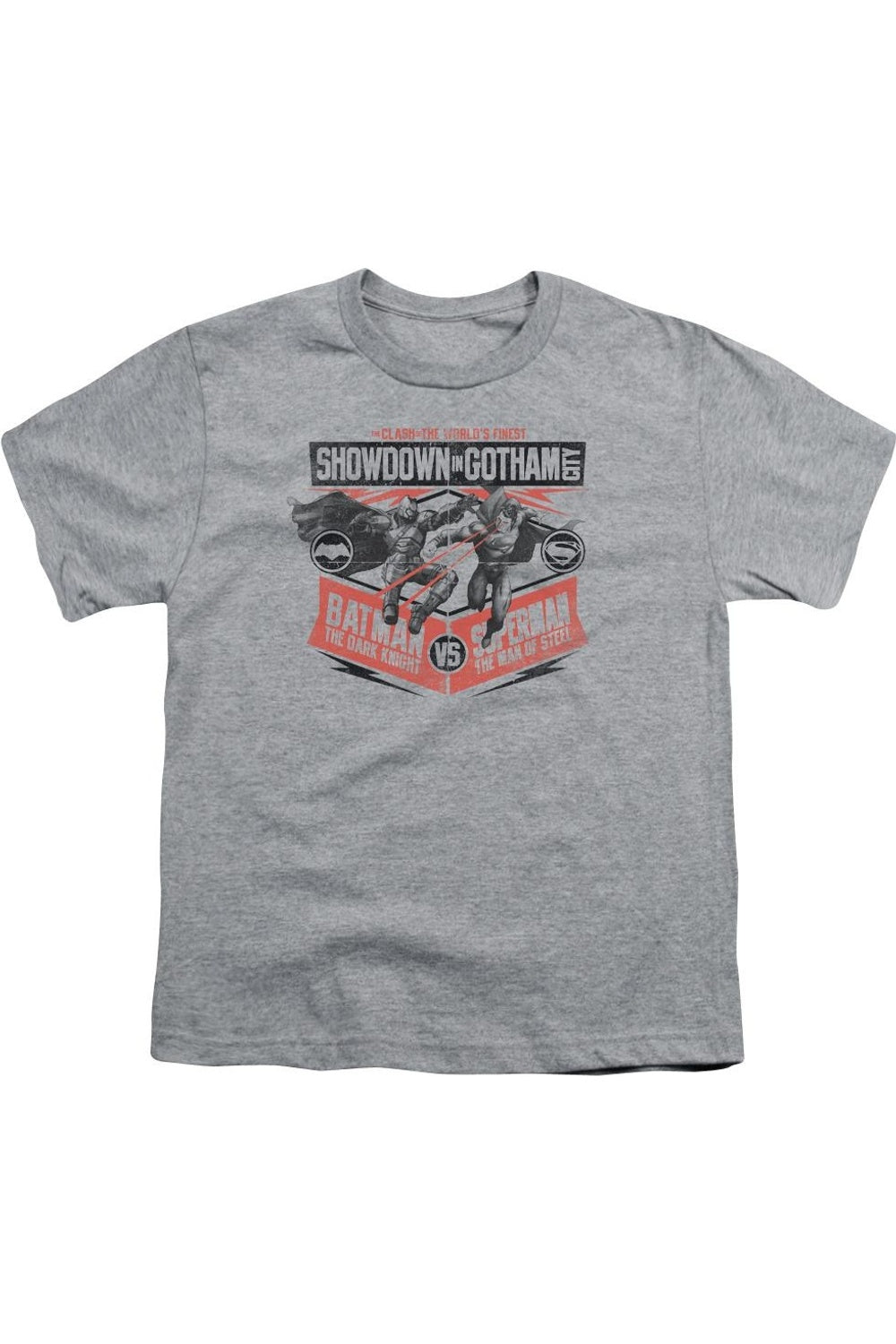 

Футболка с коротким рукавом для детей "Бэтмен против Супермена: Схватка в Готэме" Gildan, Athletic Heather
