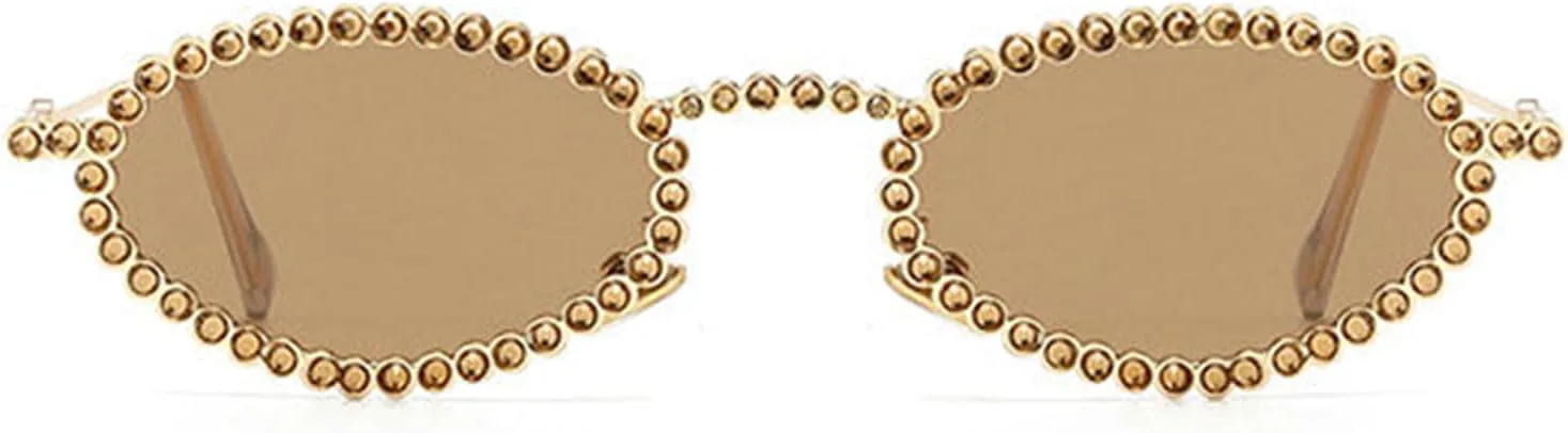 

Солнцезащитные очки Willochra Crystal Frame Luxury Shiny Diamond Sunglasses For Women Small Oval Rhinestone Sun Glasses Men Hip Hop Round Eyewear, Champagne