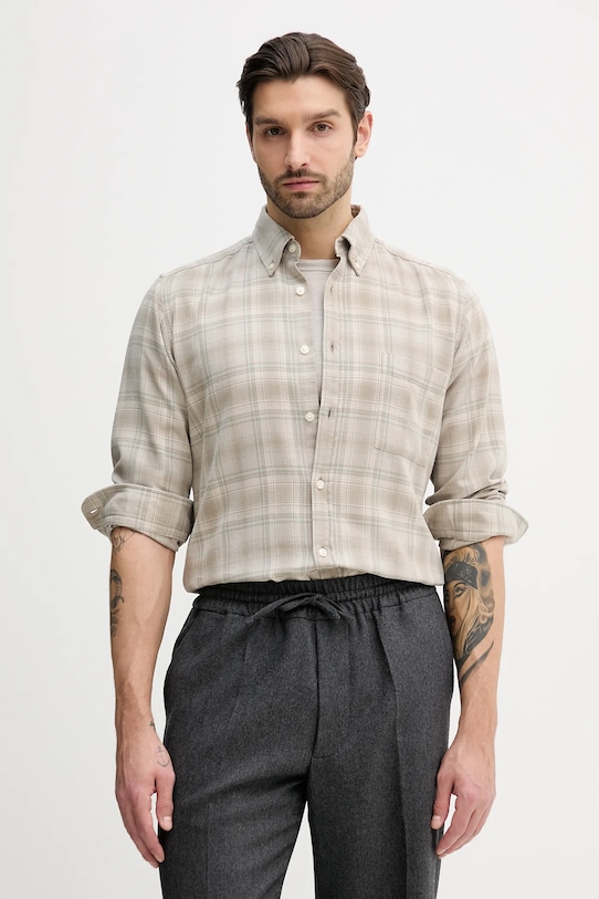 

Хлопковая рубашка rickert_m BOSS Orange, бежевый