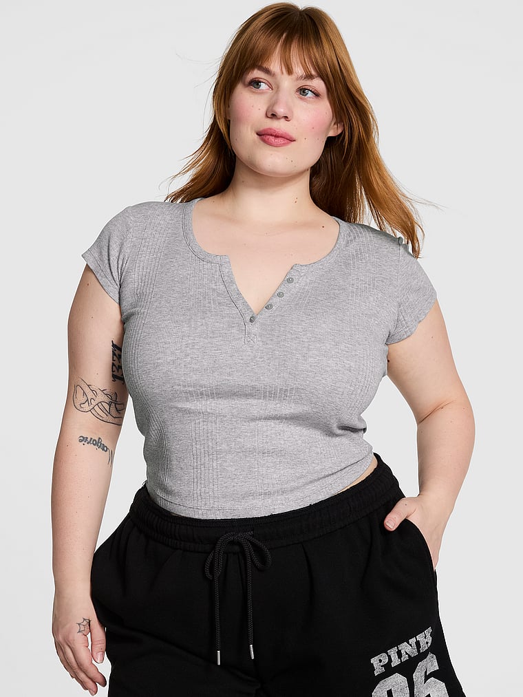 

Футболка хенли с несколькими ребрами Pink, цвет vs medium heather grey