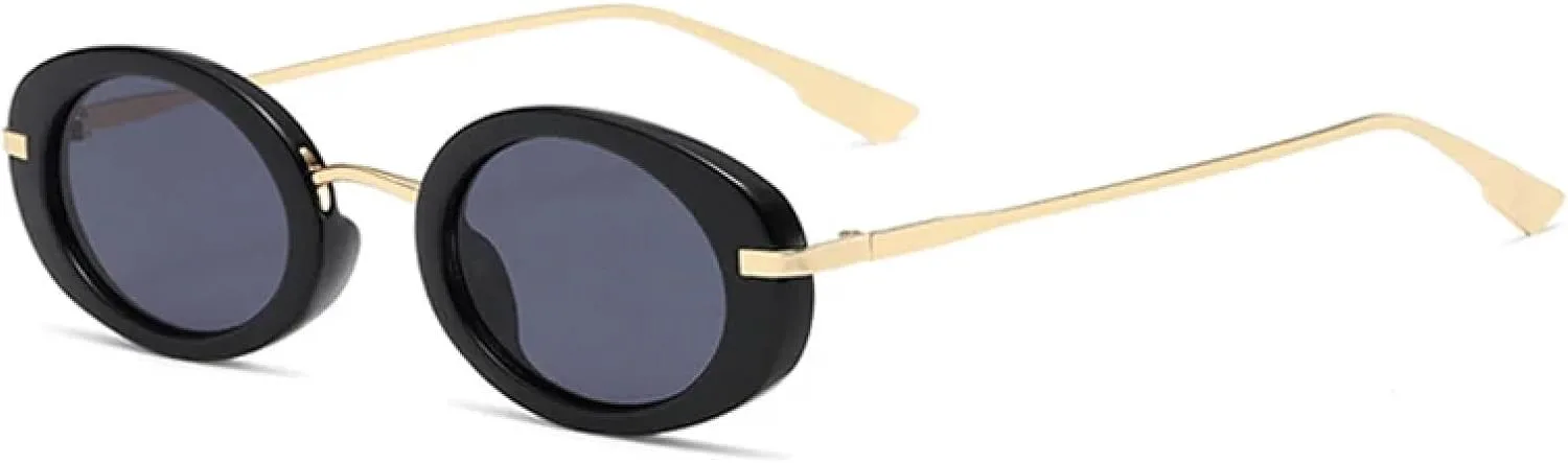 

Овальные солнцезащитные очки для женщин и мужчин в стиле ретро-панк с прозрачными линзами цвета океана и защитой от УФ-излучения UV400. Модные UATXTAU, Black Grey