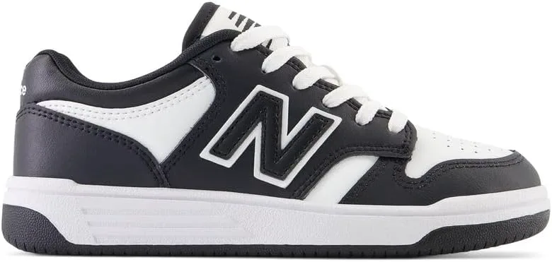 Детские кроссовки New Balance 480 V1 на шнуровке, черно-белый — фото 2
