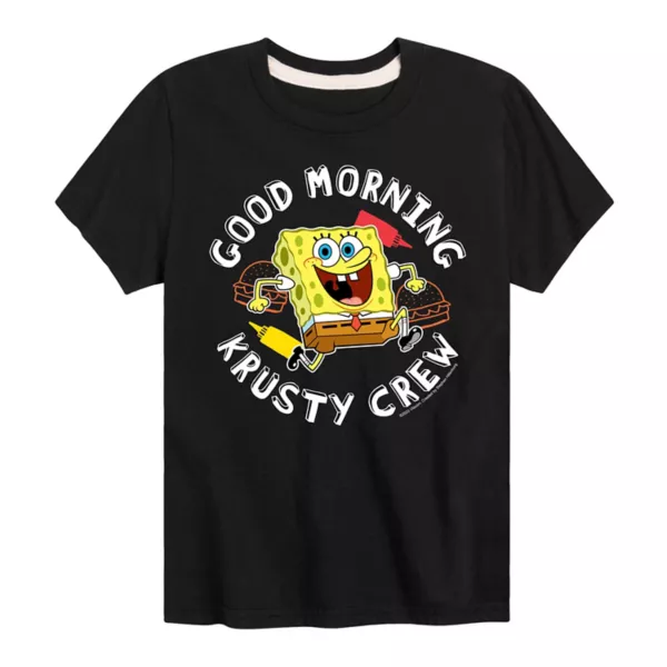

Футболка с принтом SpongeBob Krusty Crew для мальчиков 8-20 лет Nickelodeon, черный