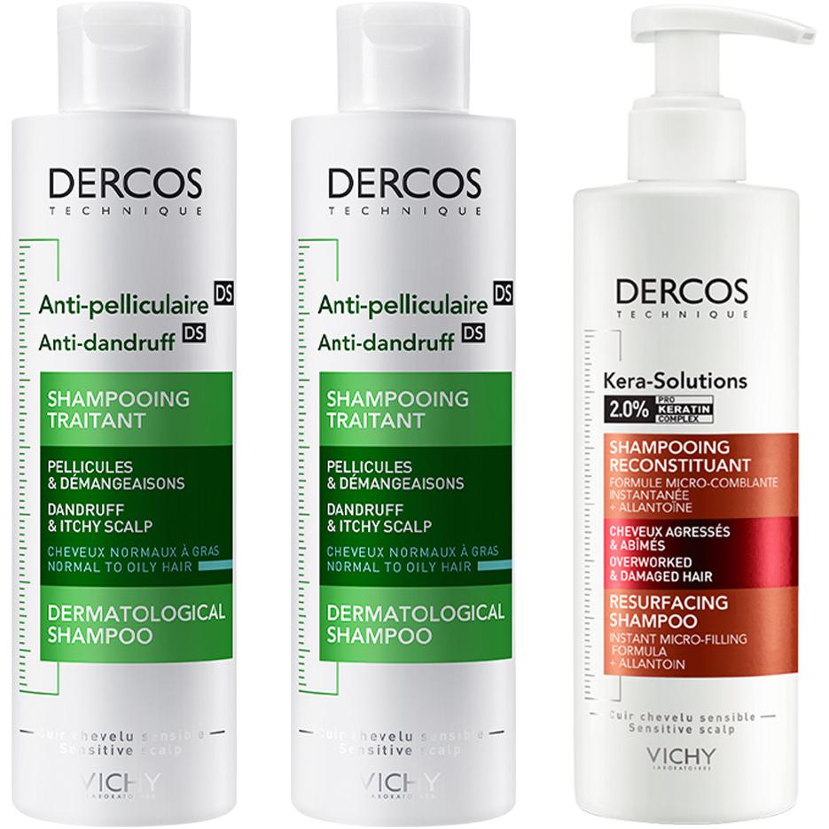 

Шампунь для лечения перхоти Освежающий Очищающий для контроля жирности Vichy, three-piece set: зеленый logo shampoos 200ml*2+коричневый logo shampoos 250ml