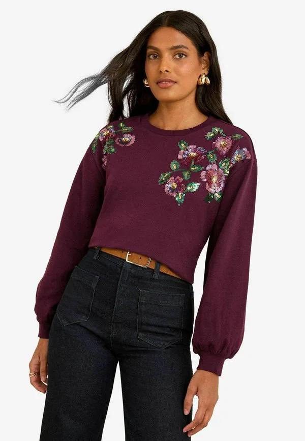 

Небольшая толстовка с круглым вырезом и пайетками Love & Roses, Burgundy Red, Красный, Небольшая толстовка с круглым вырезом и пайетками Love & Roses, Burgundy Red