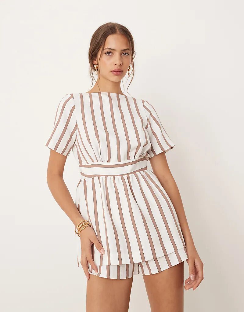 

Двухслойный комбинезон с завязками на спине ASOS DESIGN в натуральную полоску