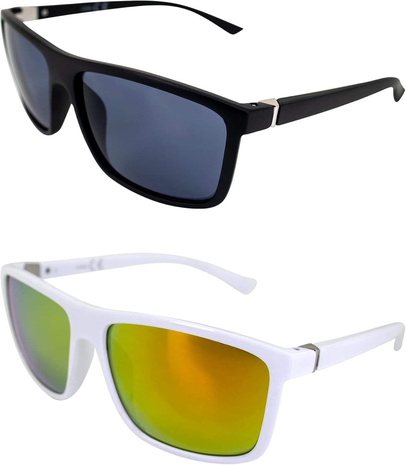 

Солнцезащитные очки AlterImage Suave Sports Fashion Retro для мужчин и женщин, 2 пары, черно-белая оправа с серебристыми металлическими акцентами, линзы дымчатого и желтого цвета G-Tech, Black-smoke/White-yellow