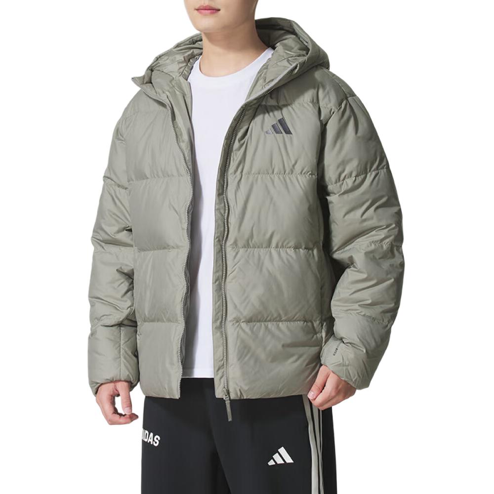Adidas Серо-зеленая мужская пуховая куртка, Gray Green — фото 2