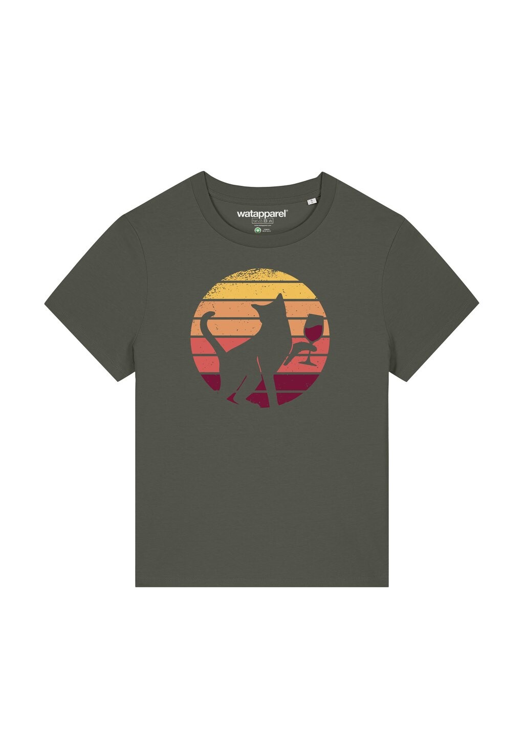 

Футболка с принтом SUNSET KATZE watapparel, хаки
