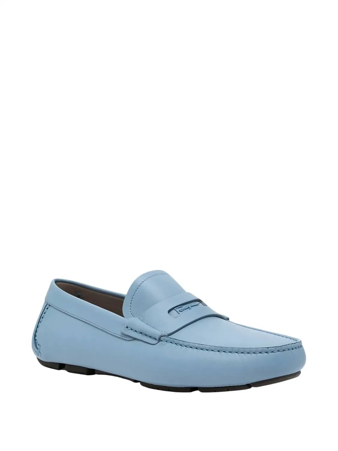 Salvatore Ferragamo Мужские кожаные лоферы с закругленным носком, синие