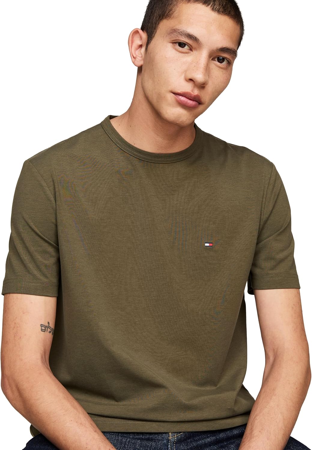 Мужские футболки Tommy Hilfiger Dry Fit с коротким рукавом и влагоотводящими свойствами, Army Green — фото 2