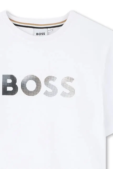 Футболка хлопковая детская BOSS, белый — фото 3