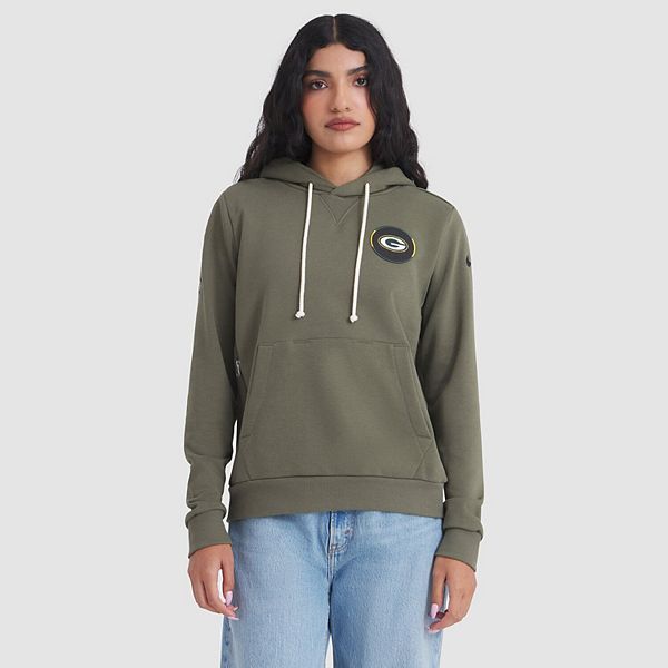 Женская оливково-зеленая толстовка bay packers 2025 salute to service sideline standard issue dri-fit Nike