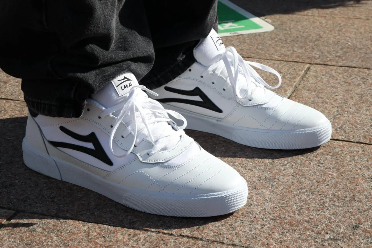 Мужские низкие скейтбордистские кроссовки Lakai Cambridge, White Leather 2025 — фото 3