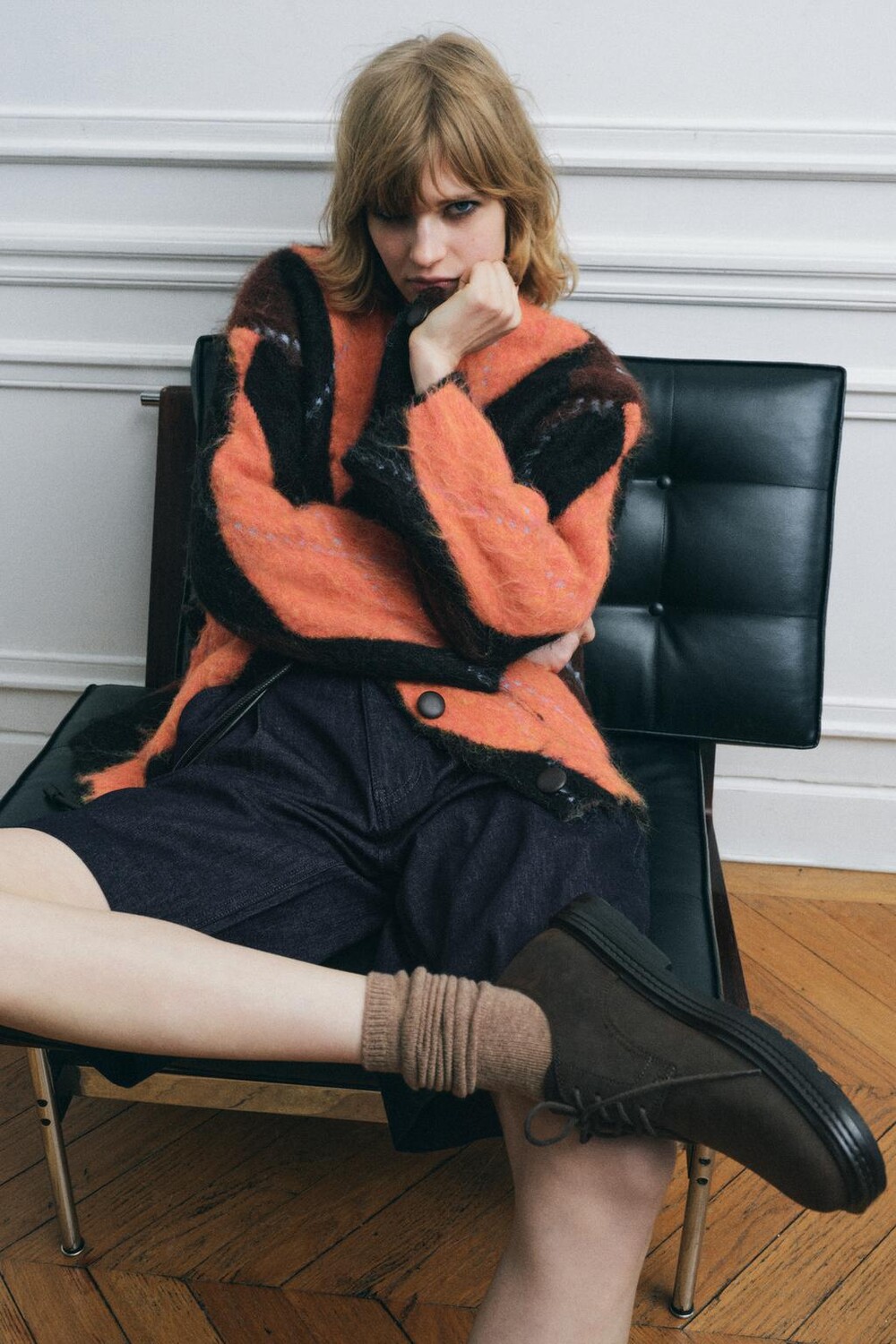 

Кожаные туфли на шнуровке ZARA, коричневый