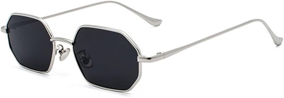 

Маленькие металлические шестиугольные солнцезащитные очки для мужчин и женщин, стильные солнцезащитные очки в стиле ретро, ​​многоугольные солнцезащитные очки, модные очки с защитой от ультрафиолета UV400 KTUCN, Silver Blackgrey