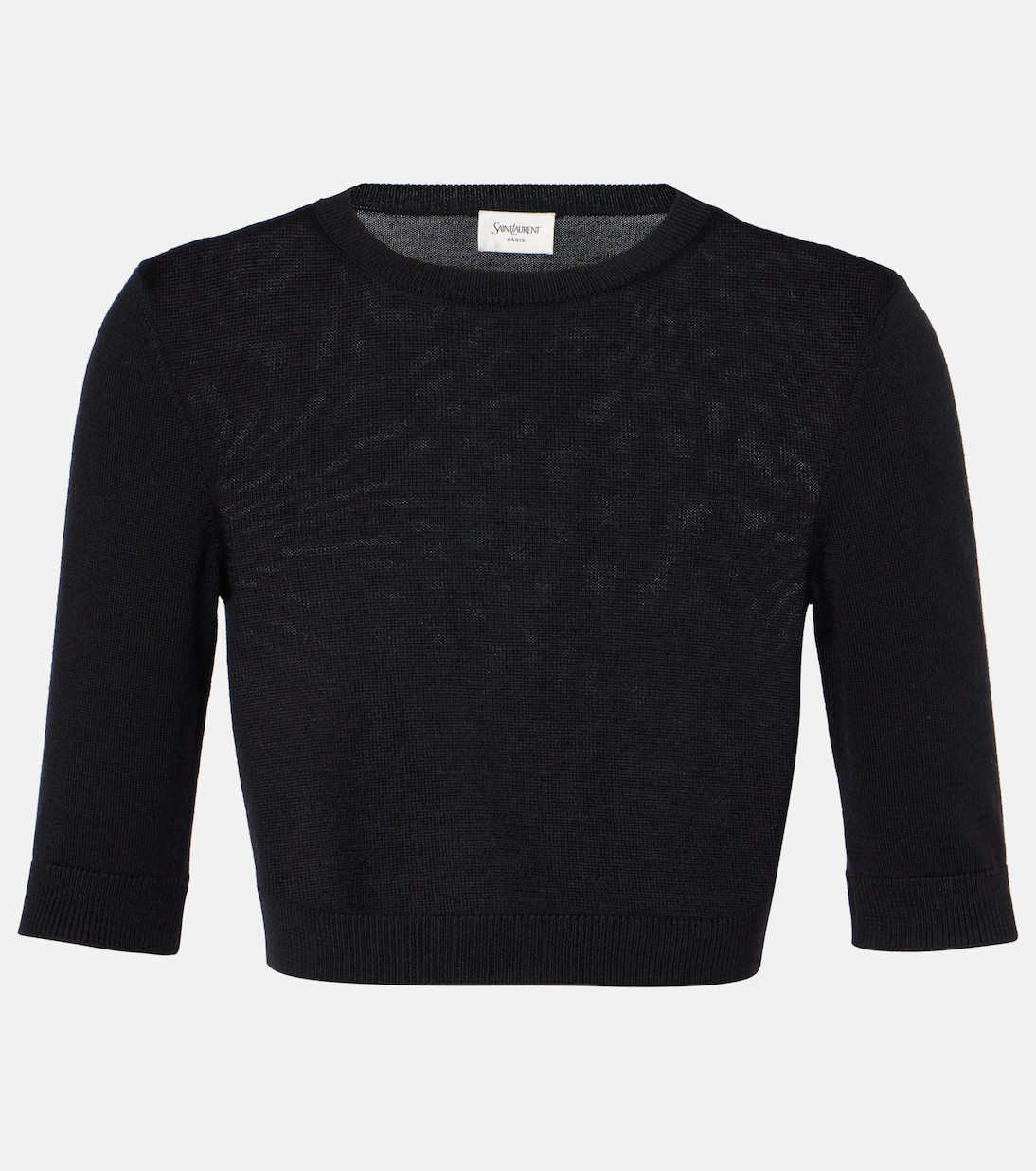 

Короткий шерстяной топ Saint Laurent, нуар