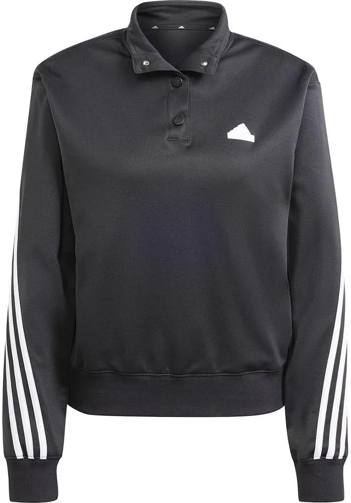 Трек-куртка женская, 3-полоски, adidas, Black/White — фото 3