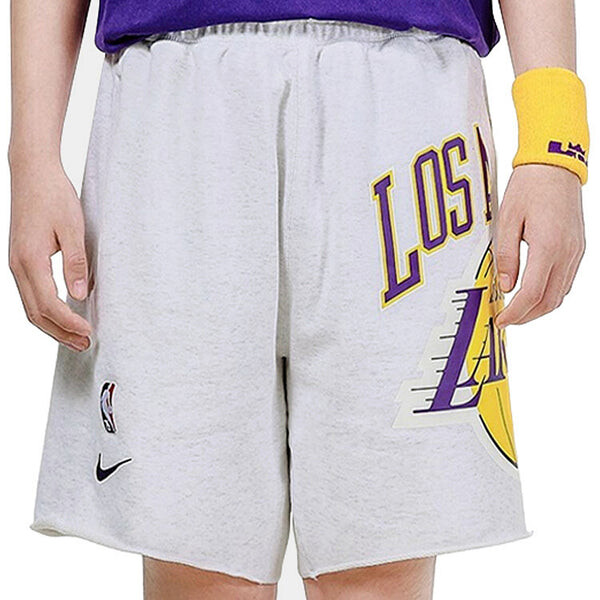 Шорты los angeles lakers баскетбольные спортивные повседневные дышащие шорты Nike, серый — фото 4
