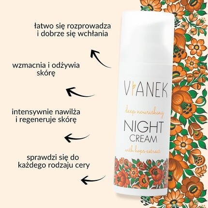 Крем для лица Vianek — Sylveco Питательный ночной с экстрактом шишек хмеля, 50 мл — фото 2