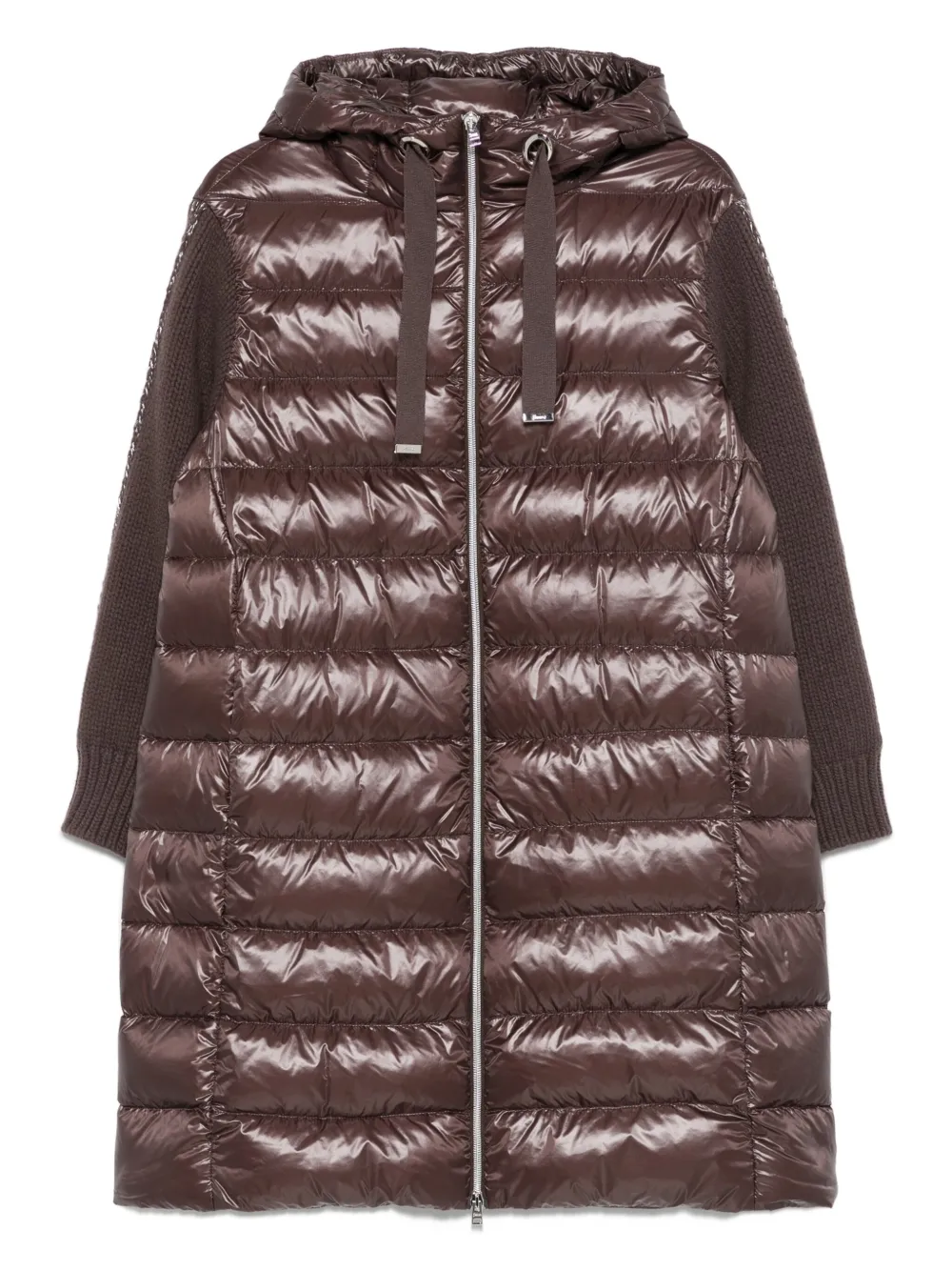 

Стеганое пальто с капюшоном Herno, коричневый
