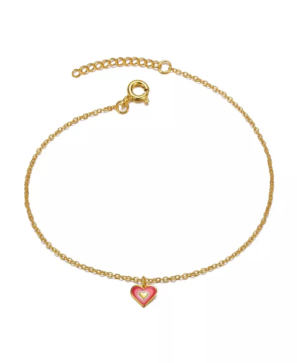 

Браслет с подвеской в виде сердца из стерлингового серебра 14 карат с цветной эмалью и ореолом Gigigirl, gold